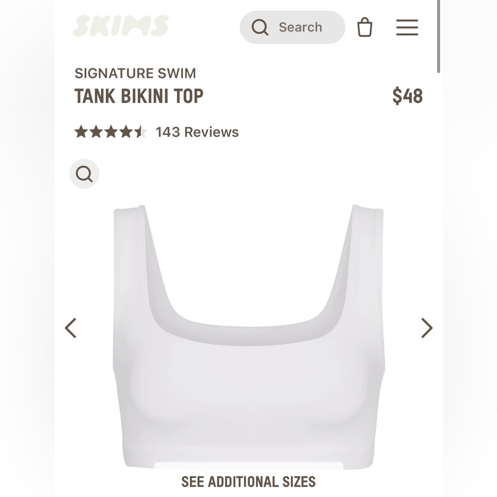 NWT SKIMS Tank Bikini Top